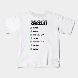 Song Structure Checklist Light Theme Kids T-Shirt